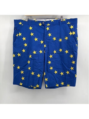 royal and Awesome golf shorts blue stars tee pocket outdoors fun sz 44